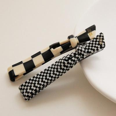 J.Lauren Checkerboard Point Ribbon Hair Pin H01218