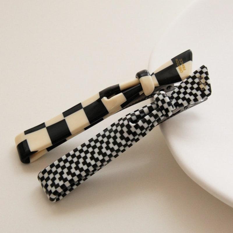 

J.Lauren Checkerboard Point Ribbon Hair Pin H01218 Small Checkerboard