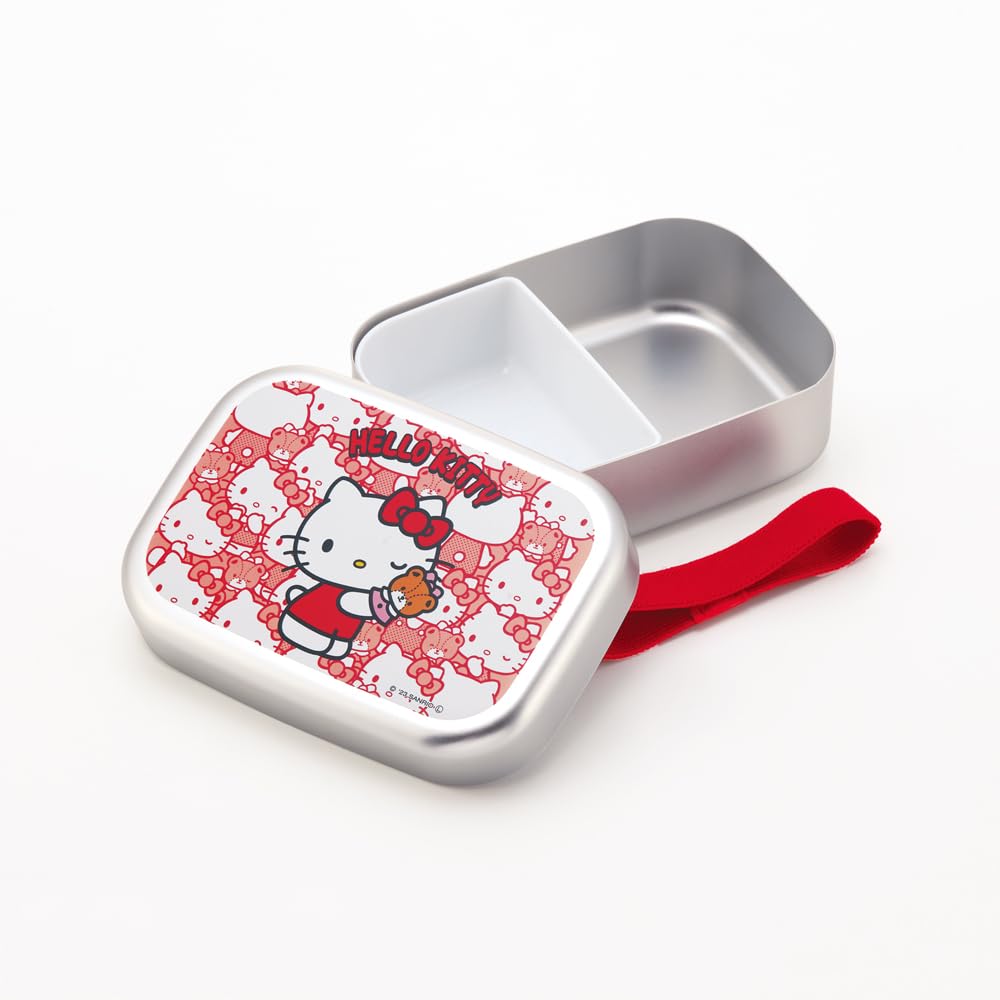 Skater Aluminum Lunch Box for Kids, 370ml Capacity, Insulated Storage, Lunch Belt Included, Made In Japan, Sanrio Hello Kitty Design, Ushiro & Shiro