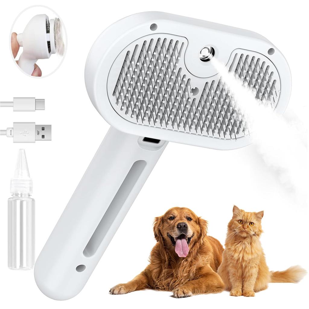 Supervim Pet Steam Comb for Dogs and Steam Comb for Cat Hair Spray Steam Gentle on Easy Hair Rounded Suitable for and Long Hair Cats, Removal,