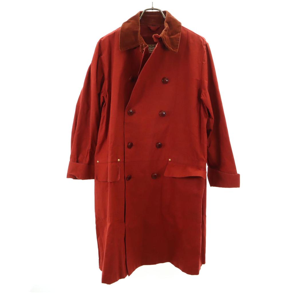 HERMES 80s Vintage made in Scotland Ulster coat L Red series Women Used