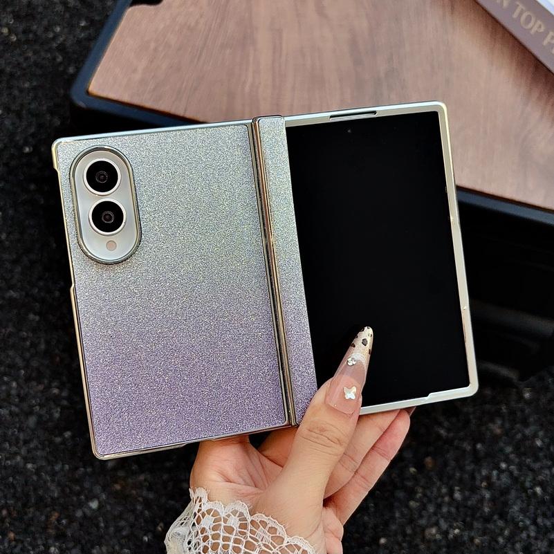 Etui z błyszczącym gradientem i pozłacaną ramką dla Samsung Z Fold 8 Ultra Fold8 szeroki Galaxy Z Fold 7 Magnetyczny zawias Ochronna osłona