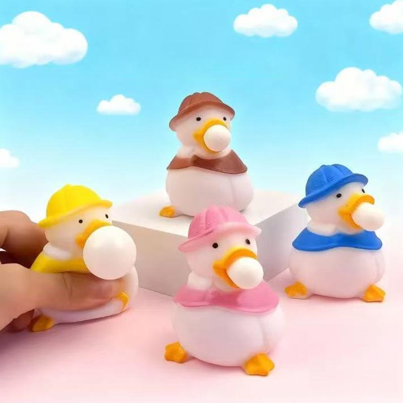 Bubble Blowing Duck Fidget Toy BPA-free Soft PVC Stress Relief Sensory Toy for Kids Adults Travel Pocket Fidget Use