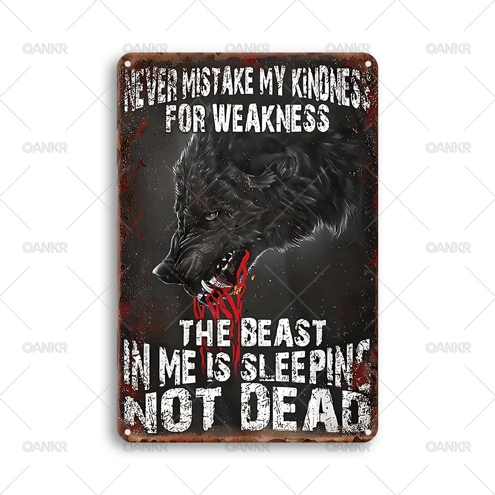 Vintage Metal Tin Sign Ideal Gift xInch Never Mistake My Kindness For Weakness Metal Signs for Cave Bedroom Home Wall Decor 20x30cm(7.8x11.8inch)