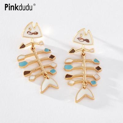 Fashion Creative Cartoon Fishbone Stud Earrings Cute Exaggerate Earring for Women Jewelry PD1208