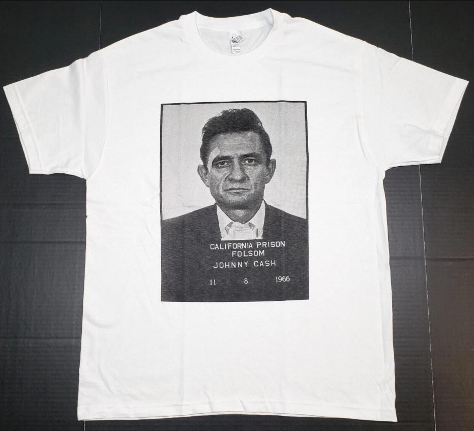 JOHNNY CASH T-T-Shirt Distressed Mug Shot Tee M