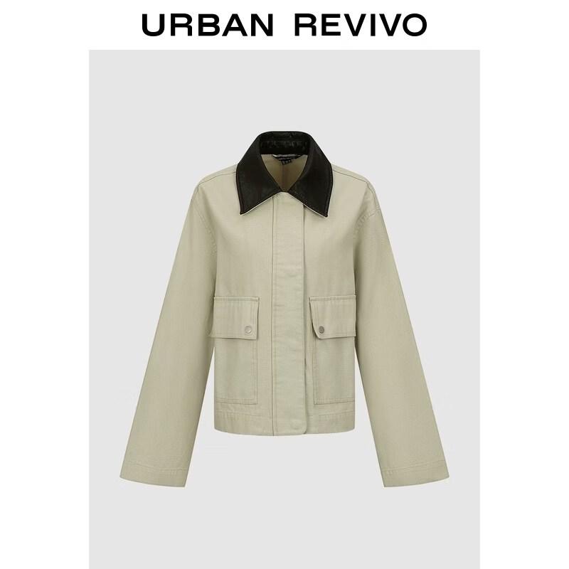 

UR Women s Retro Patchwork Color-Block Lapel Work Jacket S
