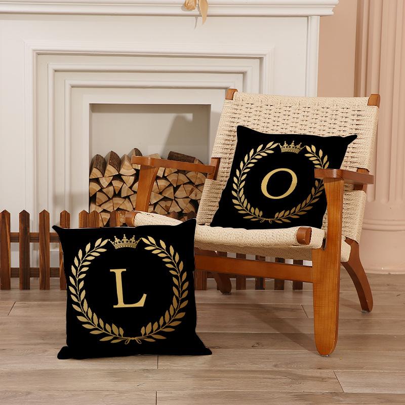 Valentine's Day Black Gold LOVE Letter Pillow Cover Home Decor Sofa Cushion Linen Printed Cushion