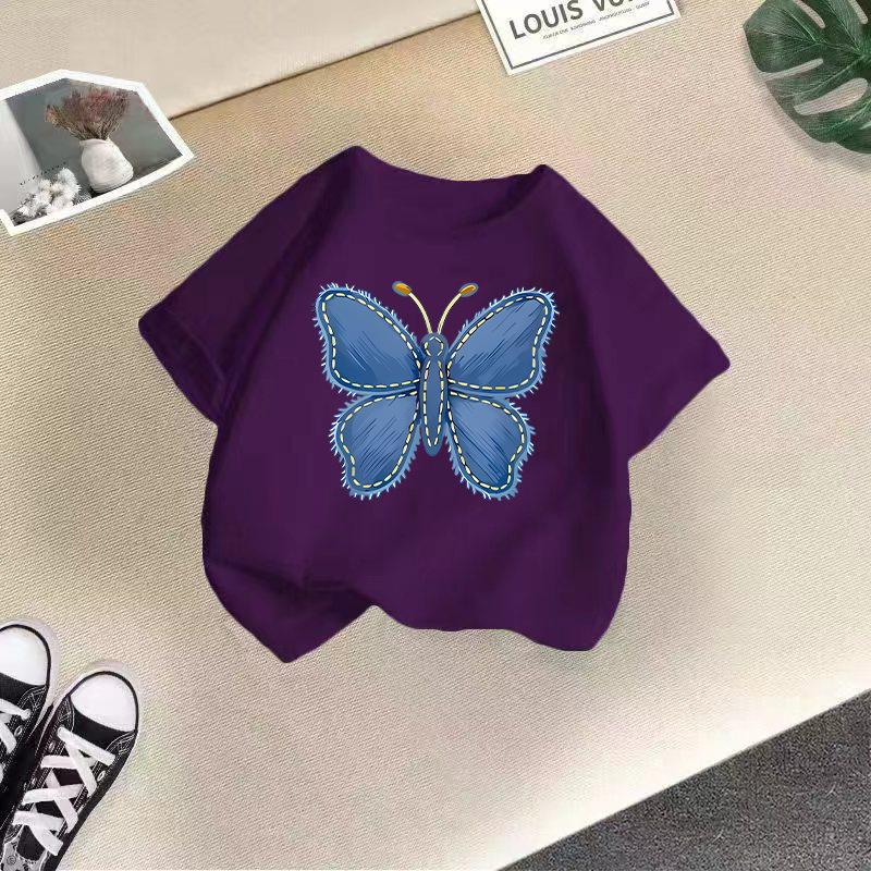 T-shirt décontracté à manches courtes pour enfants - T-shirt d'été ample pour filles avec nœud