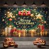 Merry Christmas Banner Xmas Theme Gold Christmas Banner Christmas Backdrop Reindeer Design For Office Party Xmas Decoration