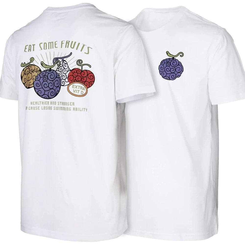 2025 Devil Fruit One Piece Monkey Luffy T Shirt Unisex Womens Anime Tshirt Cotton Short Sleeve Tee Summer Clothing Oversized Tops S