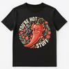 Spicy Pepper Winking Design With Flames Unisex T-Shirt