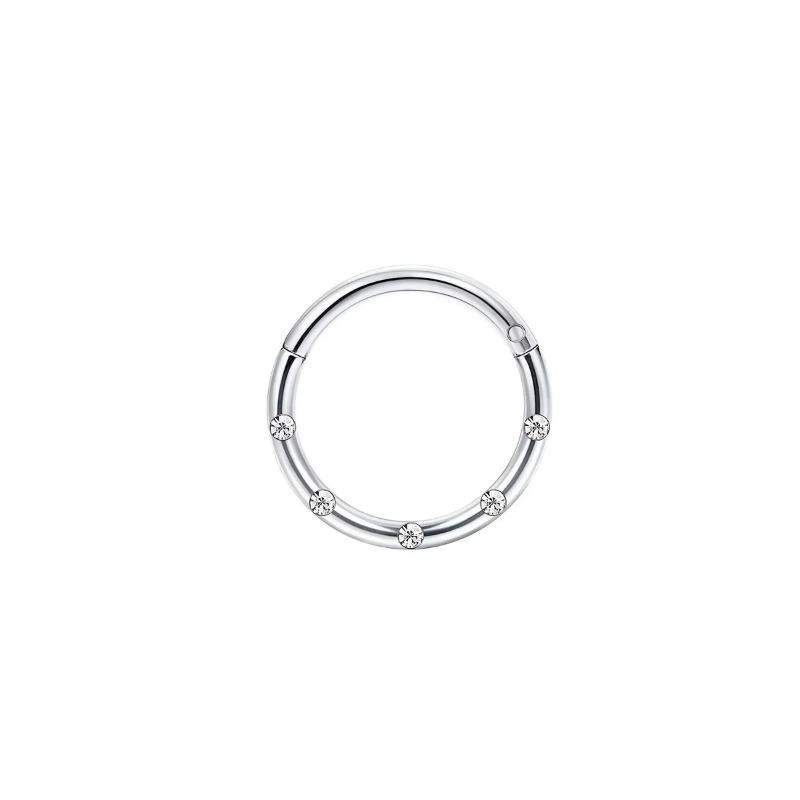 1/5pcs 16G Fashion 316L Stainless Steel CZ Hinged Septum Clicker Nose Hoop Rings, Daith Helix Tragus Cartilage Piercing Jewelry