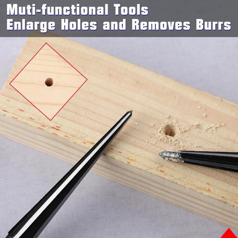 Woodwork Taper Reamer 3-13/5-16mm T-Handle Hand Held Tapered Reamers Wooden Board Electric Drill Deburring Hexagonal Handle Tool