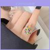 Copper Floral Ring With Zircon Stones For Women Spring Fashion Accessory