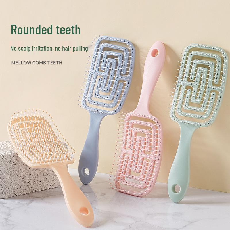 Curved Elastic Styling Comb for Men & Women - Dual-Use for Dry/Wet Hair, Slicked Back & Curly Styles, Ribbed Cushion Design