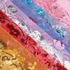 Embroidered Lace Tassel Sequins Mesh Love Fabrics 130CM Belly Dance Latin Dress Stage Costumes Wedding DIY Accessories
