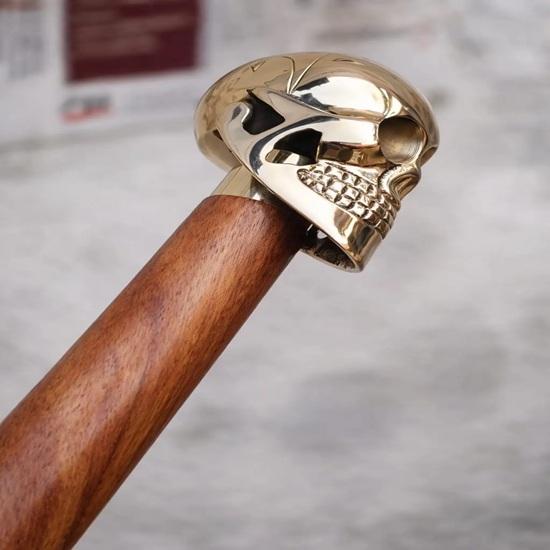 Brass Skull Handle Antique Black Wooden Walking Stick Designer Cane for Men Women Birthday Gift