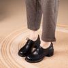 Die erste Schicht Rindsleder Einzelne Schuhe Damen Keilabsatz Herbst Neu Schnürleder Brock Britisch Retro Slipper Damenschuhe