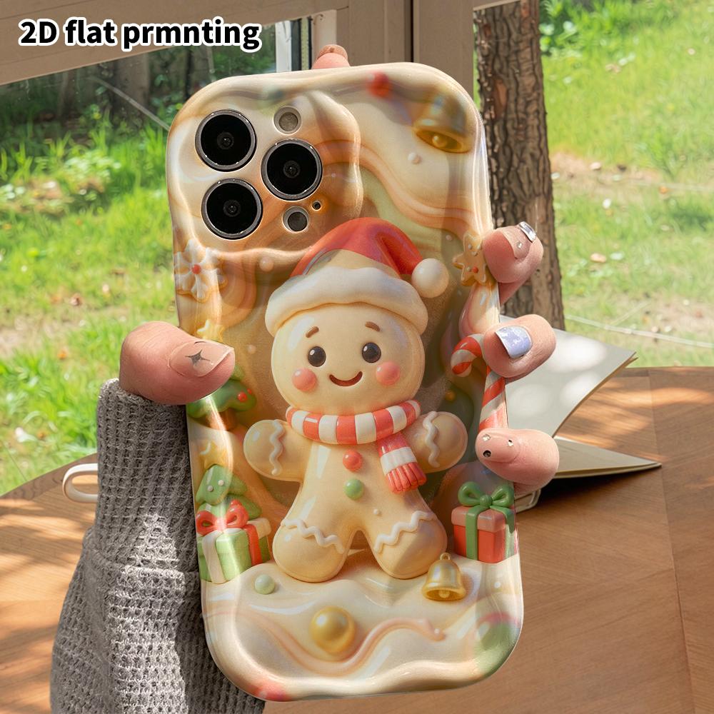Phone Case: 2D Flat Design Suitable for iPhone 18, 17, 16, 15, 14, 13 Pro Protective Case, Christmas Gingerbread Man, Perfect Holiday Gift for Christm