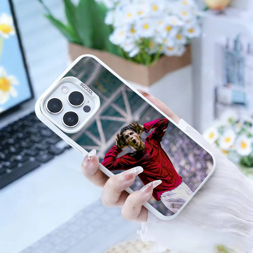 FootballStar Cristiano Ronaldo  Phone Case For iPhone17, 16,15,14,13,12 Pro Max white Candy Matte Shockproof Cover iPhone16e