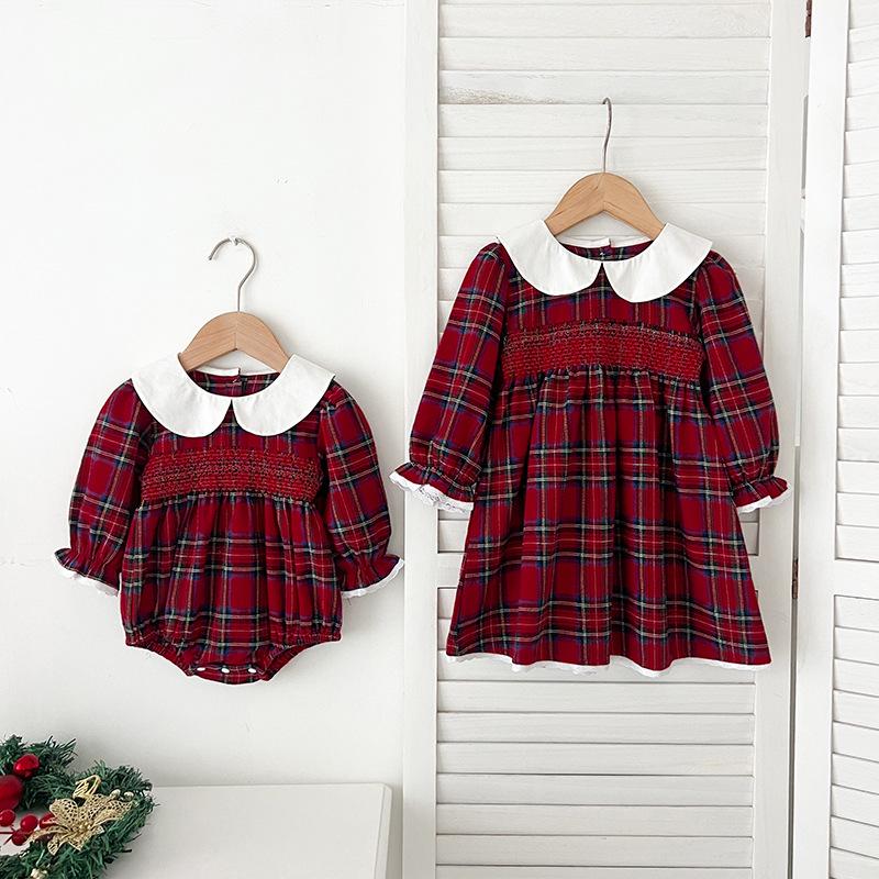 Julfestklänning med Lång Ärm och Body för Små Flickor - Vår- och Höstoutfit för Ettåringar