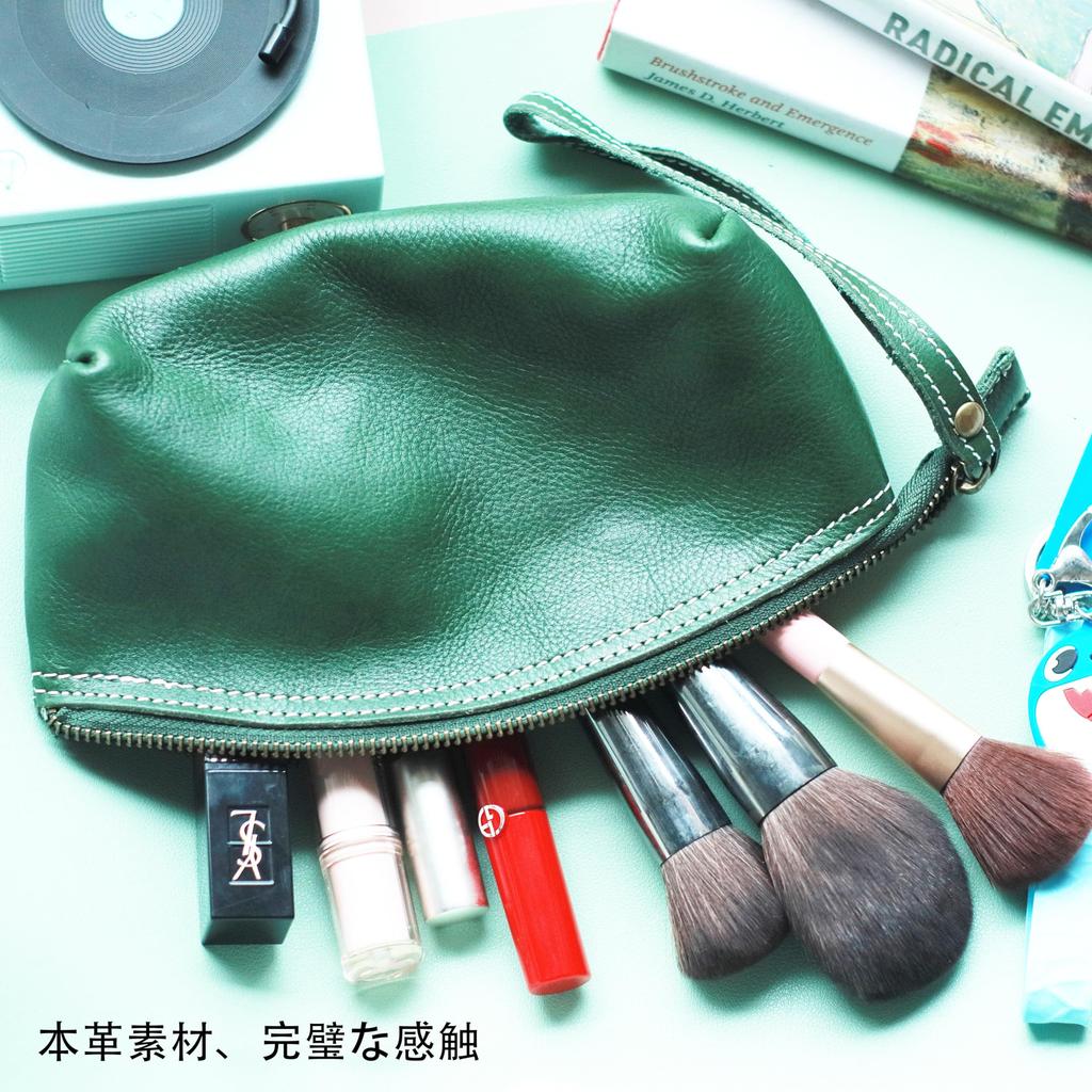 Thayakii Women's Cosmetic Pouch, Small Item Storage Bag, Cute and Fashionable Lightweight Handbag with a Simple Design, Made of Genuine Leather,