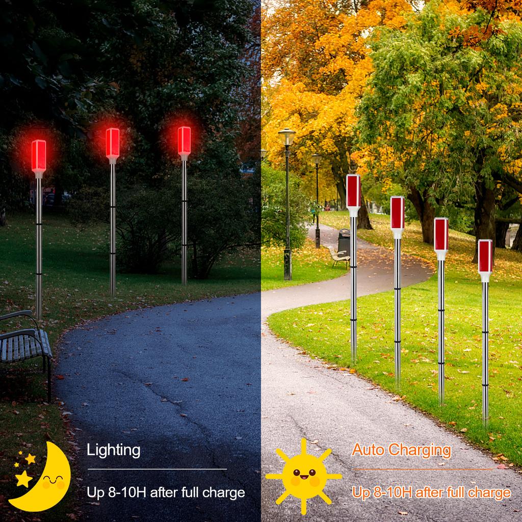 10Pcs Solar Powered Driveway Markers Lights Red Solar Lights Outdoor Driveway Lights Landscape Driveway Reflectors On Poles For Snow Road Outdoor Yard