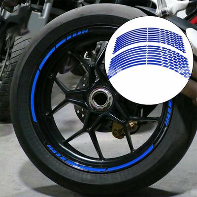 Blaue Aufkleber für Motorrad-Radnaben, universeller Auto-Radreifen-Aufkleber, reflektierender Randstreifen, passend für 16-Zoll-17-Zoll-18-Zoll-Räder