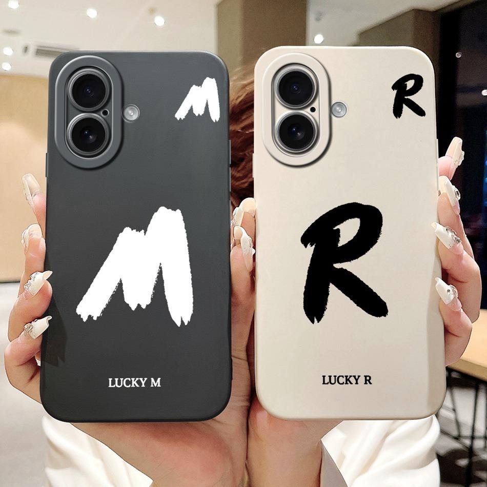 For iPhone 17 17Air Lucky Initial Letter Phone Case For iPhone17 17 Air Soft Silicone Shockproof Cases Bumpers