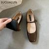 Fashion 2024 Summer New Brand Women Flats Fashion Square Toe Shallow Mary Jane Shoes Soft Casual Ballet Shoes Slingback Shoes
