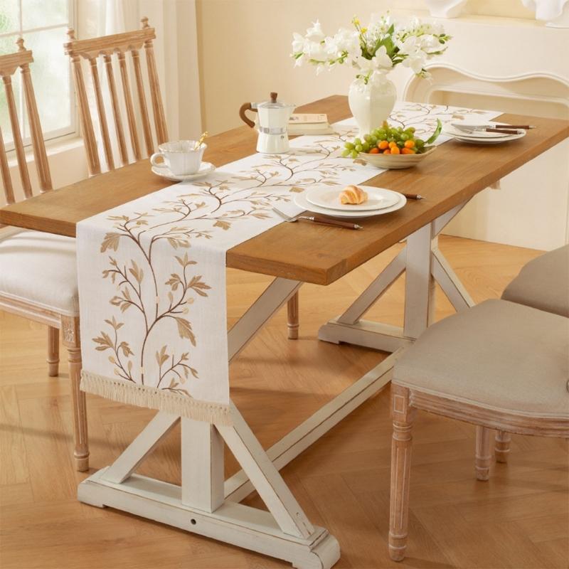 Soft Polyester Table Runner for Dining Table Decoration Natural Feel Easy Cleaning Sturdy Home Accent