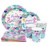 Meerjungfrau Einweggeschirr-Set Kleine Meerjungfrau Thema Pappteller Becher Kinder Mädchen Geburtstagsparty Dekoration Gastgeschenke Unter dem Meer