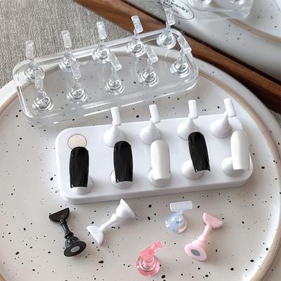 Double Row Manicure Practice Rack Acrylic Base Magnetic Suction Printing Display Stand Multi-color Nail Holder Nail Tool