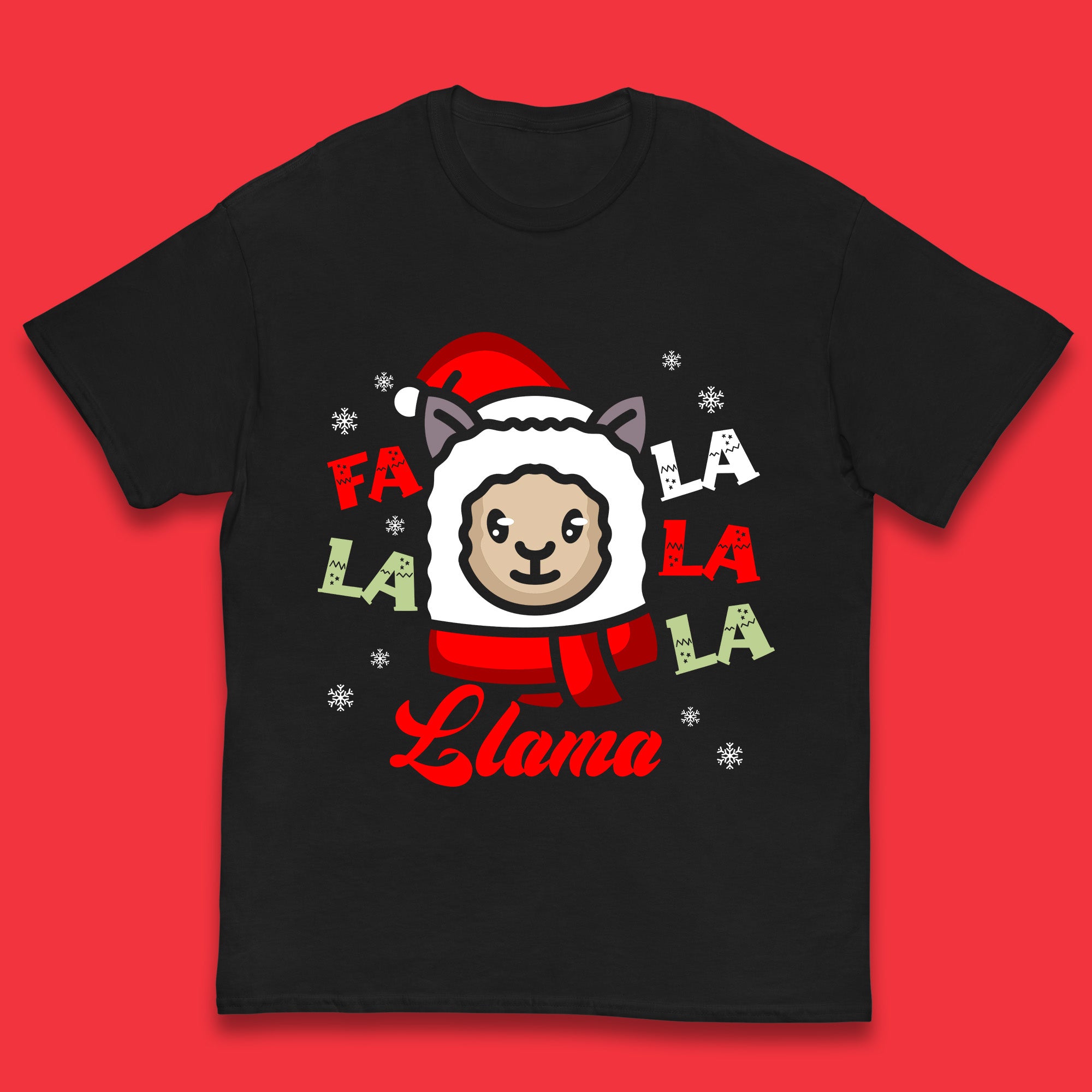 Fa La La La Llama Christmas Kids T Shirt 100