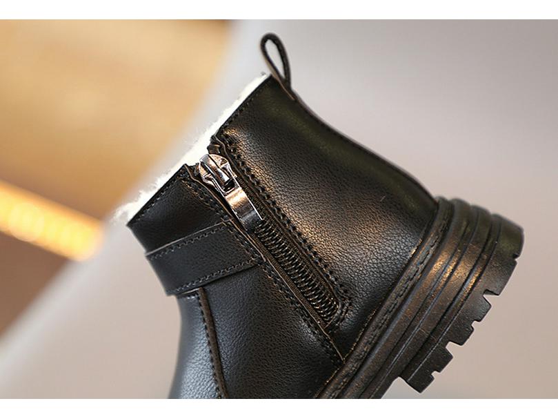British-Style Kids' Winter Boots: Fleece-Lined, Soft-Soled Cotton for Boys & Girls, Martin Design.