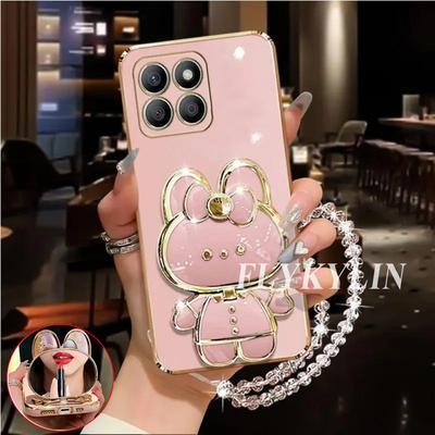 Pour Xiaomi Redmi Note 15 14 Pro Plus 14 Pro 4G 5G Support Miroir Lapin Avec Chaîne Cristal Coque Souple Galvanisée