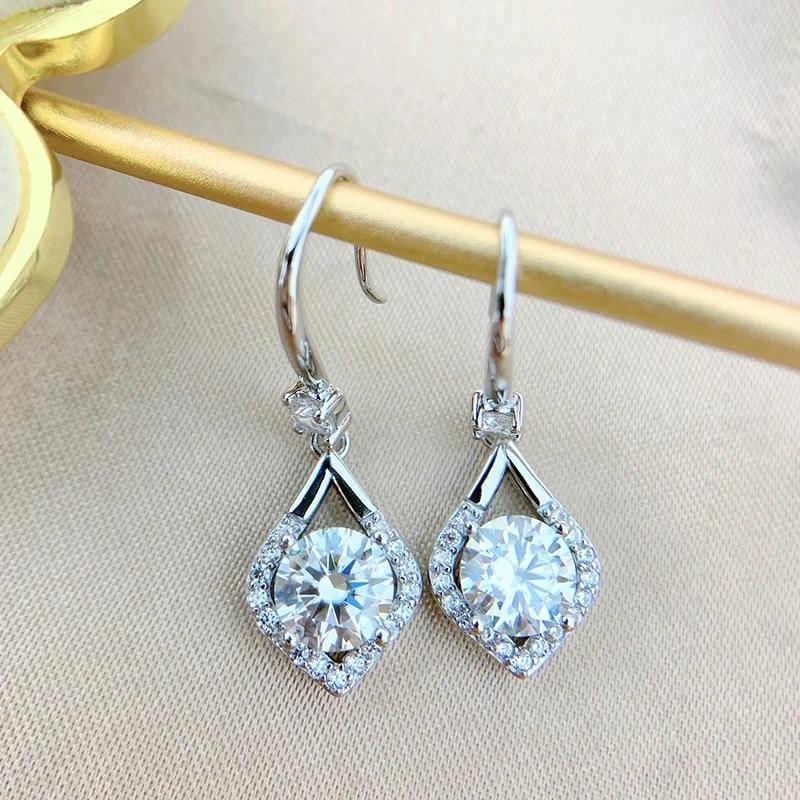 Marquise shaped frame pendant earrings, round cubic zirconia halo women s pendant earrings, elegant bridal jewelry gifts