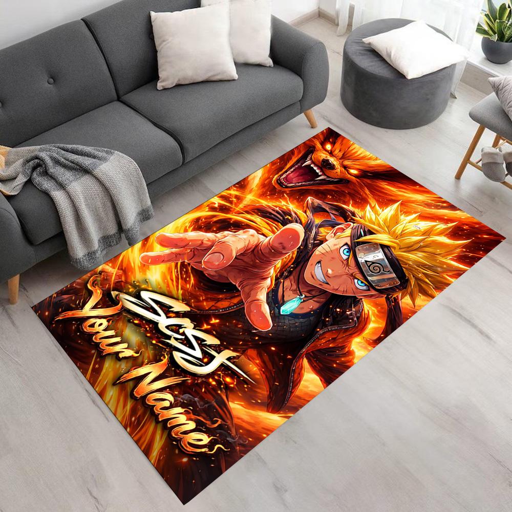 Naruto Character Personalized Text Area Rug Suitable for Outdoor Study room Living Rooms Foyer Anti-slip Rug Anime Office Decor Best for Christmas