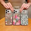 Gauze Flowers Rhinestone Lens iPhone 17 & 16 Pro Max Electroplated Hard Case