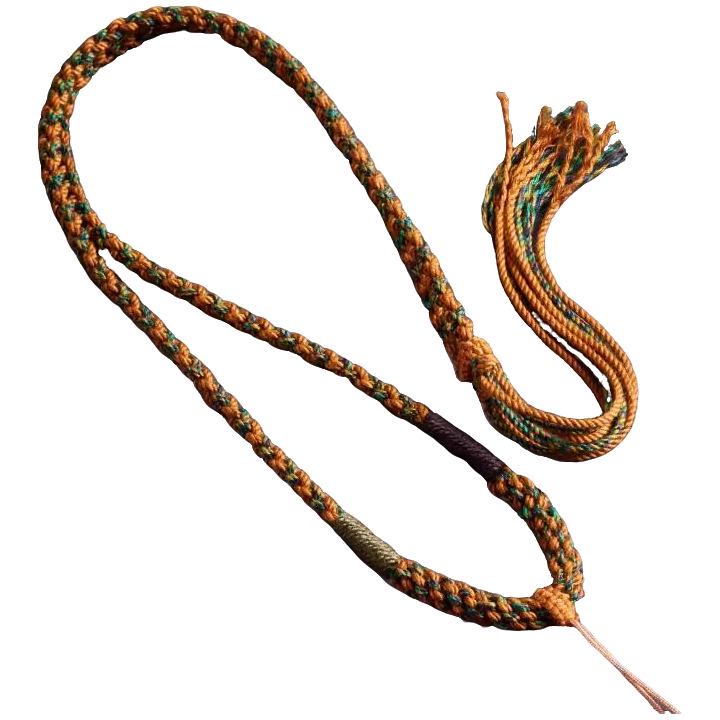 Tibetan Amber Gold & Jade Pendant Necklace with Eight Treasures Compass Thangka Design