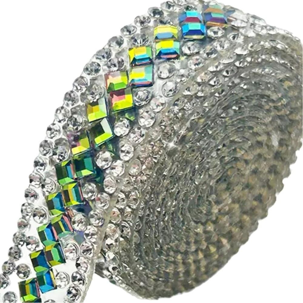 Self Adhesive Rhinestone Chain Colorful Rhinestone Band Sticky Trim Crystal Trim  Bag Decoration