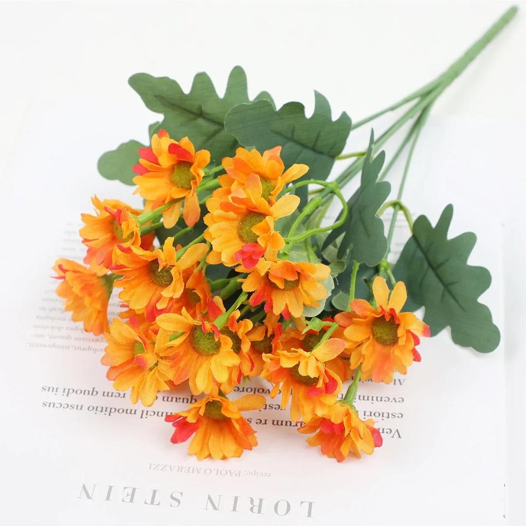 21 Heads Autumn Silk Daisy Bouquet Christmas Decorations Vase for Home Wedding Decorative Household Products Artificial Flowers