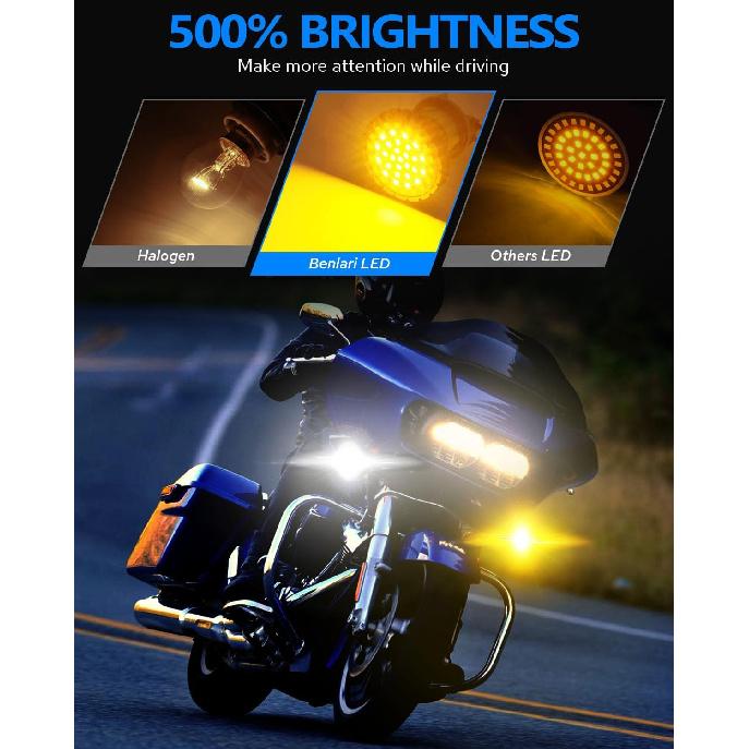 Upgrade 2" Motorcycle Front Turn Signals with Smoked Lens Covers 1157 LED Running Lights Compatible for Harley Davidson Touring Dyna Softail