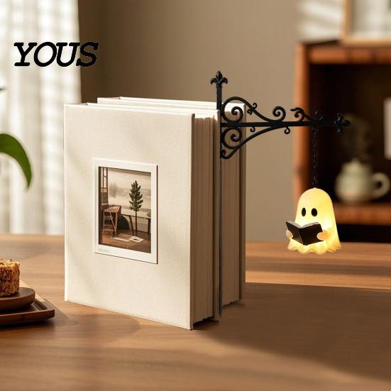 Warme Lichtbuchlampe Geister-Bücherregal-Nachtlicht, Leselaterne mit Schiebeeinsatzplatte, Weicher Schein Vintage-Eisen Gemütliche Dekoration für Zuhause