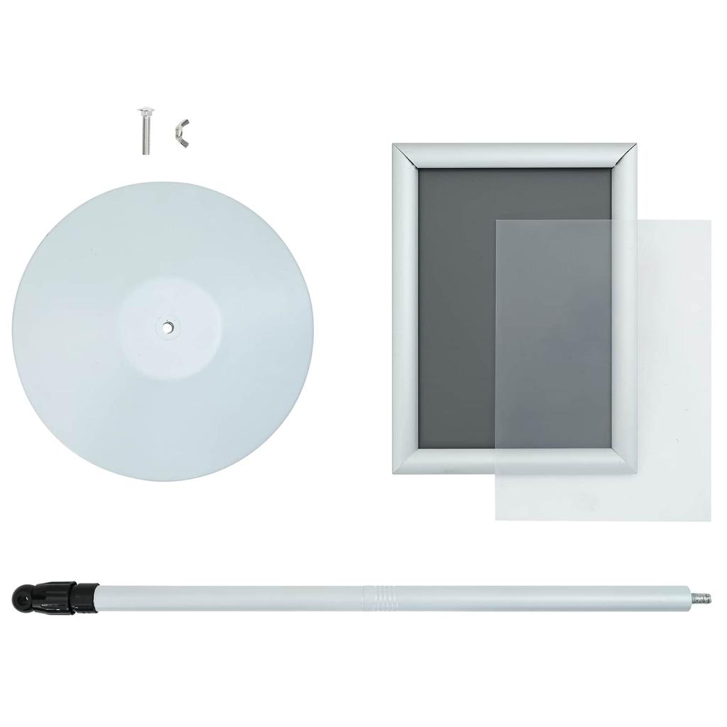 Podium Poster Stand Silver 33 X 33 X 123 Cm PVC and Steel