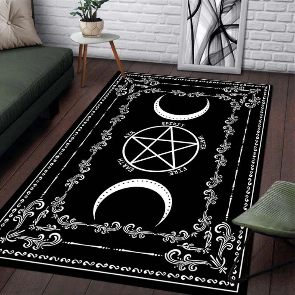 VIKAMA Large Five-Pointed Star Moon Area Mat - Anti-Slip, Machine Washable, Living Room Coffee Table Blanket For Home Decoration