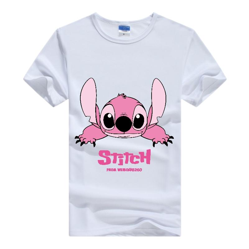 Disney Kawaii Lilo Stitch Print Hippie Cheap T-Shirt Summer Loose White Cute Stitch Ladies Tops Harajuku Men Tees Women Blouses