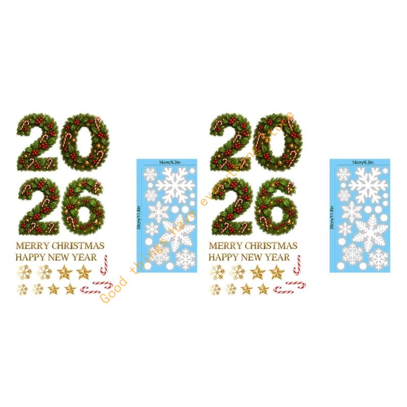 2026 New Year Christmas Decal Reindeer Snowflake Decorations Waterproof PVC Sticker for Indoor Window Wall Glass Door 55KF