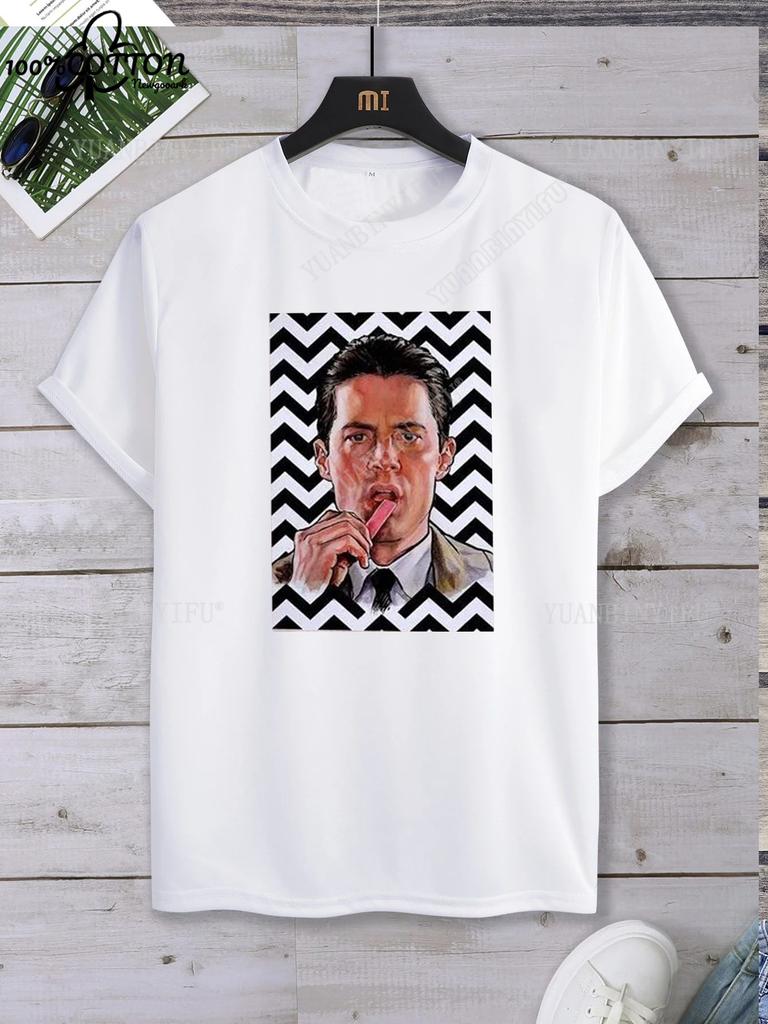 Classic Harajuku Twin Peaks Printed Unisex Cotton Shirt Loose T-shirt Top Short Sleeve O-neck Street Fashion Hot Product